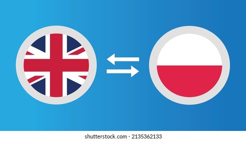 round icons with United Kingdom and Poland flag exchange rate concept graphic element Illustration template design
