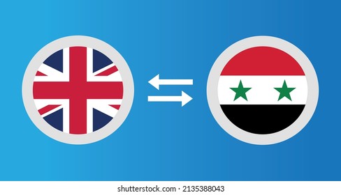 round icons with United Kingdom and Syria  flag exchange rate concept graphic element Illustration template design
