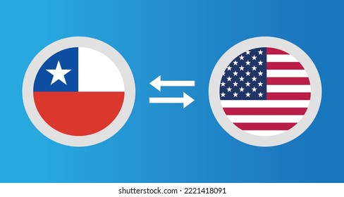 round icons with United States and Ghana flag exchange rate concept graphic element Illustration template design

