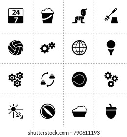 Round icons. vector collection filled round icons. includes symbols such as gear, acorn, globe, bucket, basin, toilet brush, golf ball. use for web, mobile and ui design.
