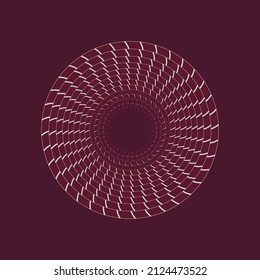round illustration concentration with maroon background, abstract graphic background, mandala ornament icon, spiral vector, circle shape decoration, circular style frame wallpaper