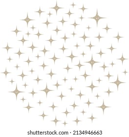 A round illustration made with a glittering star shape