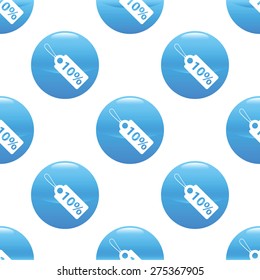Round image with discount string tag, repeated on white background