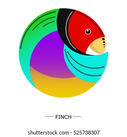 Round image of finch with pattern. white background