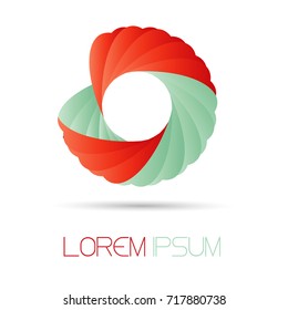 Round image of the logo or frame of their interlaced bands of tender color shades