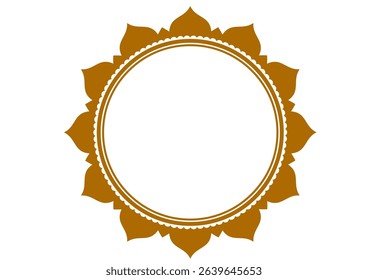 Round Indian style decorative frame with flower and sun elements for design