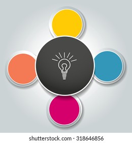 Round infographic 4 steps net flow chart. Diagram, graph, chart, flowchart, banner template. Vector.