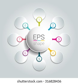 Round infographic 8 steps net flow chart. Diagram, graph, chart, flowchart, banner template. Vector.