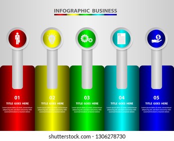 Round infographic with business icons. 