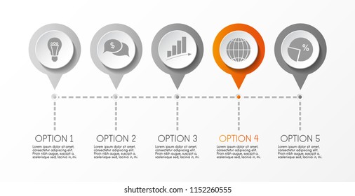 Round infographic with business icons. Vector.