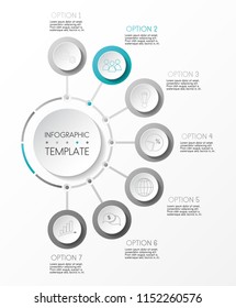 Round infographic with business icons. Vector.