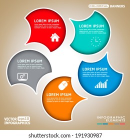 Round infographic consecutive shapes