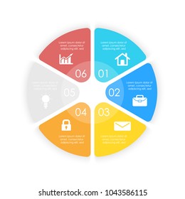 Round infographic diagram. Circles of 6 elements or steps. Vector EPS10