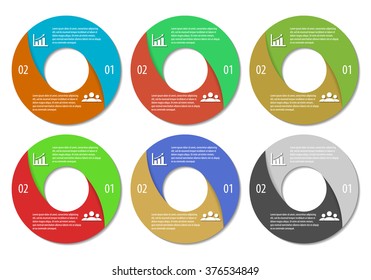 Round infographic diagram. Template for infographic. Circles of 2 elements. Vector EPS10