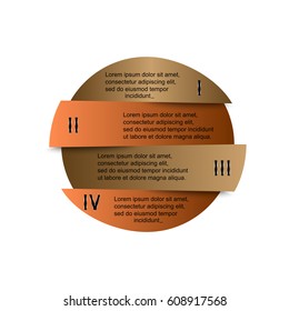 A round infographic element consisting of four fragments, numbered with Roman numerals. Vector illustration.