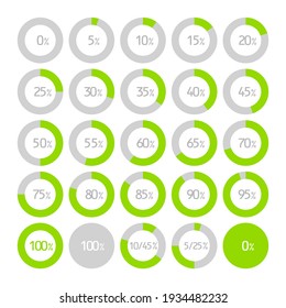 Round Infographic Elements And Pie Charts Data With Percentages, Section Graph Design, Vector