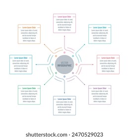 round infographic template. eight steps round informational template. Infographic template for business, technology, education, science world