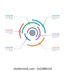 round infographic template. six options information wheel. business infographic template
