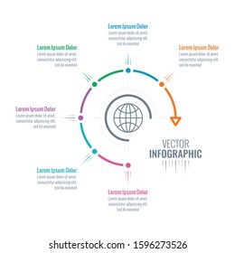 round infographic template. web, presentation, catalog, business, internet, report infographic template. infographic template with six options