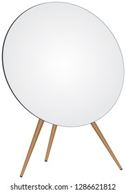 Round information stand with a stand of three legs