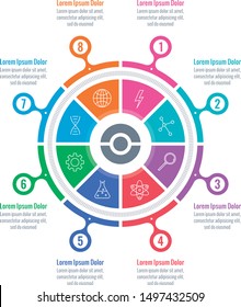 round information template. colorful circle infographic. eight steps infographic template
