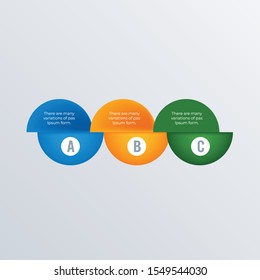 Round informational infographic template design. Business concept infograph with 3 options, steps or processes. Vector visualization can be used for workflow layout, diagram, annual report, web