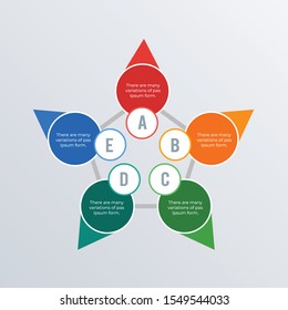Round informational infographic template design. Business concept infograph with 5 options, steps or processes. Vector visualization can be used for workflow layout, diagram, annual report, web