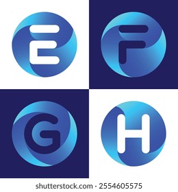 Round Initials Letter Logo Set 