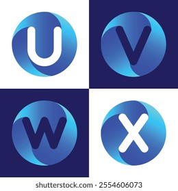 Round Initials Letter Logo Set 