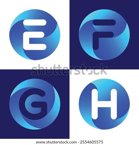 Round Initials Letter Logo Set 