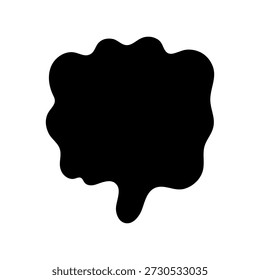 Tinción redonda de la tinta con una gota que gotea, icono del Vector. Mancha negra, gotita aislada sobre un fondo blanco. Silueta de salpicadura dibujada a mano. Arte de Clip simple, monocromo. Forma Abstractas del goteo, elemento de la mancha