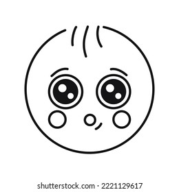 Round interested character color line icon. Mascot of emotions. Pictogram for web page, mobile app, promo