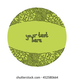 Round Invitation card on grunge background with line lace ornament. Template frame design for card. Vintage Lace Doily. Can be used for packaging, invitations. Wedding Day decoration, bag template.