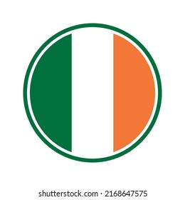 Round ireland flag vector icon isolated, ireland flag button