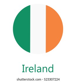 Round ireland flag vector icon isolated, ireland flag button
