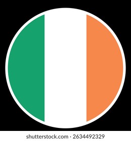 Round Irlandia flag . Irlandia flag circle . Irlandia flag button . Vector illustration