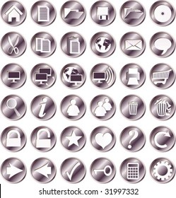Round, iron web buttons and icons