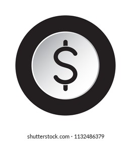 round isolated black and white button with black dollar currency symbol icon