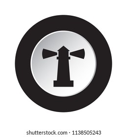 round isolated black and white button with black lighthouse icon