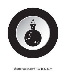 round isolated black and white button icon - flask with a drop