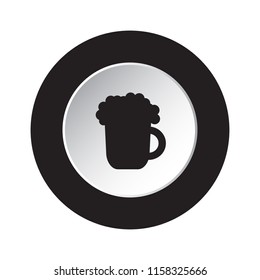 round isolated black and white button icon - beer with foam