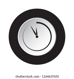 round isolated black and white button icon with last minute clock