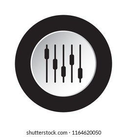 round isolated black and white button icon - mixing console, equalizer symbol