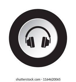 round isolated black and white button icon - headphones