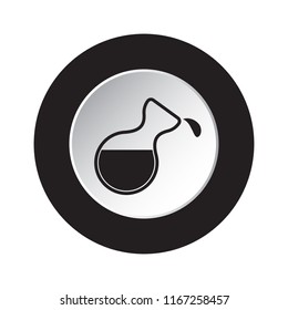 round isolated black and white button icon, flask with a drop