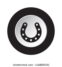 round isolated black and white button icon - horseshoe with holes
