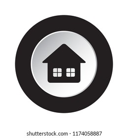 round isolated black and white button icon - home