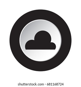 round isolated black and white button with black weather forecast cloud, cloudy icon