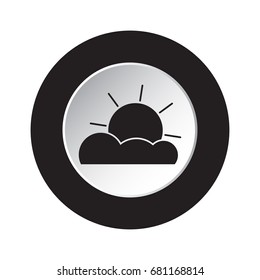 round isolated black and white button with black weather forecast partly cloudy icon
