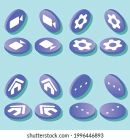 Runde Isometrische Symbolknöpfe, geeignet für Webseiten, Präsentationen, Infografiken und mehr. Einfache Bearbeitbarkeit mit Standard-Symbolen.